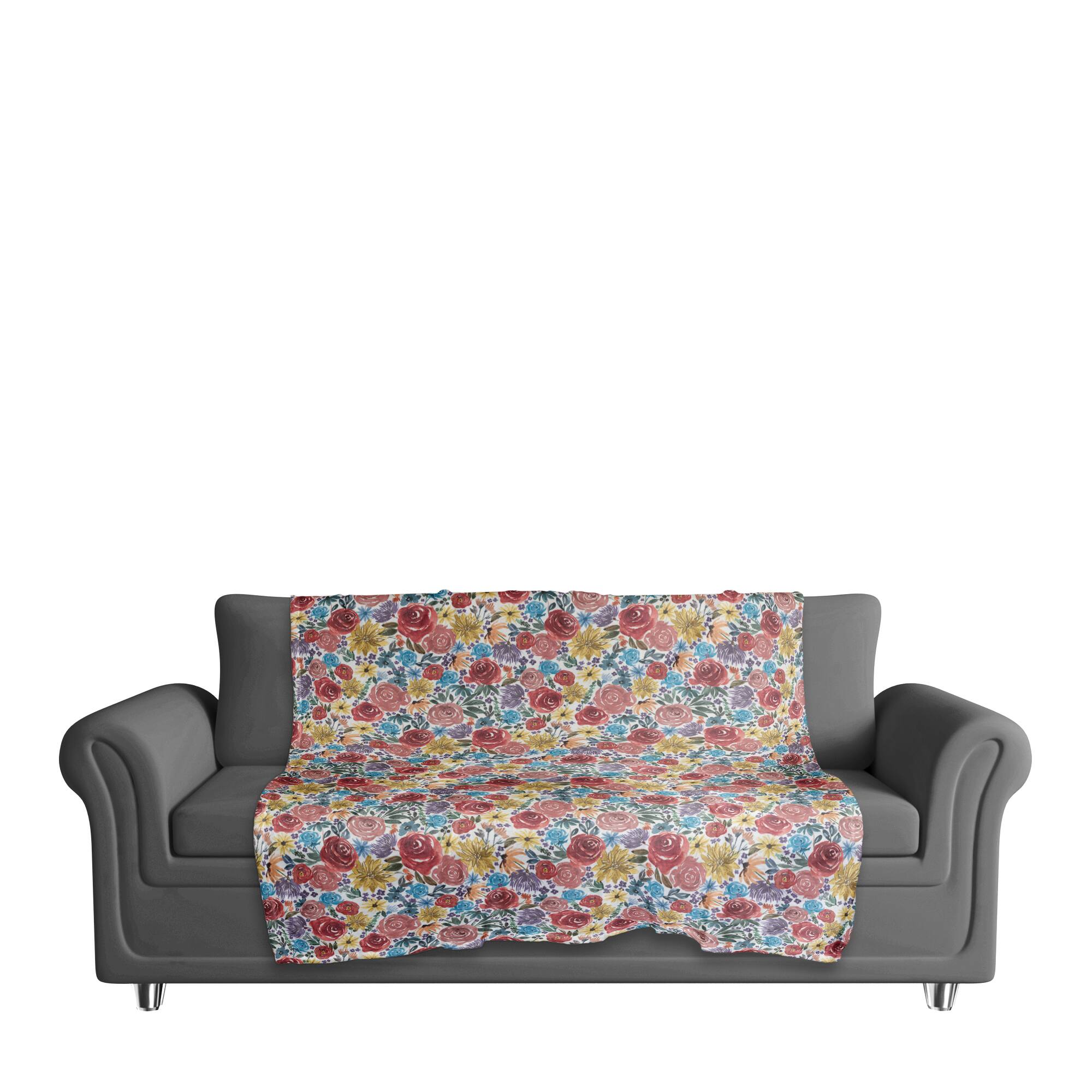 Painted Bloom Coral Fleece Blanket